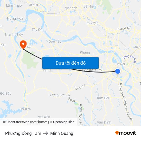 Phường Đồng Tâm to Minh Quang map