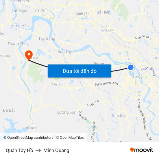 Quận Tây Hồ to Minh Quang map