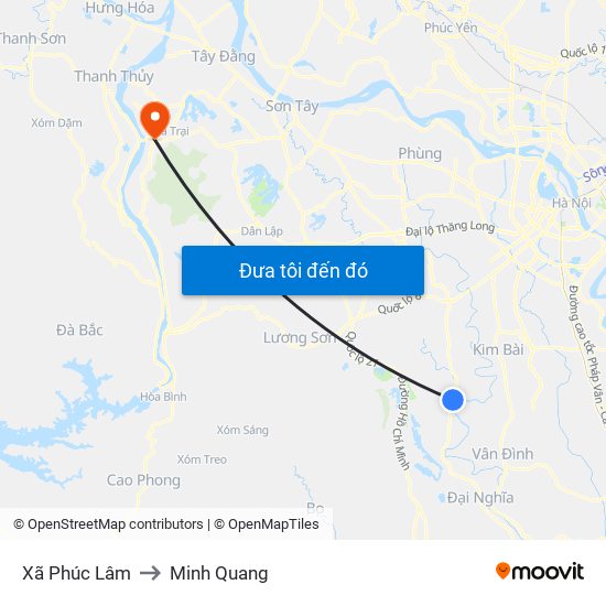 Xã Phúc Lâm to Minh Quang map