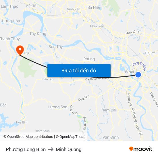 Phường Long Biên to Minh Quang map