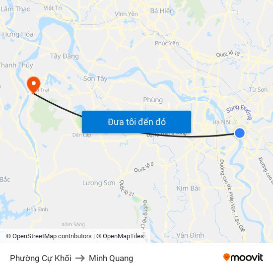 Phường Cự Khối to Minh Quang map