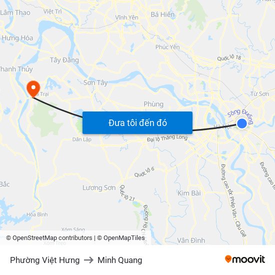 Phường Việt Hưng to Minh Quang map