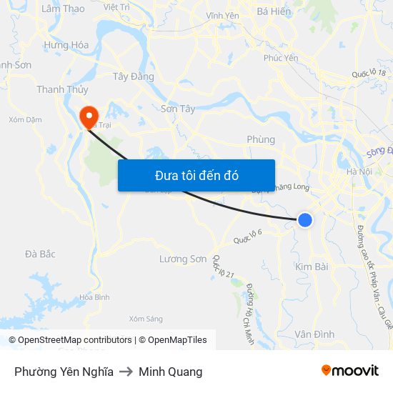Phường Yên Nghĩa to Minh Quang map