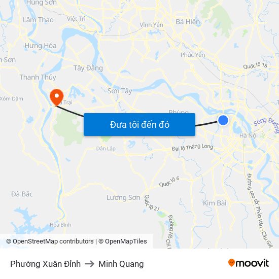 Phường Xuân Đỉnh to Minh Quang map
