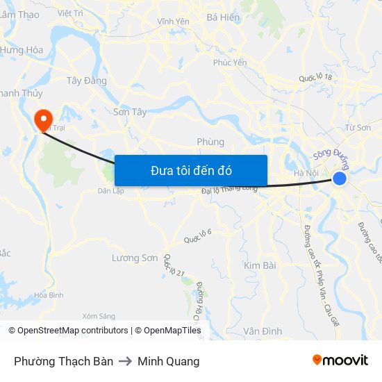 Phường Thạch Bàn to Minh Quang map