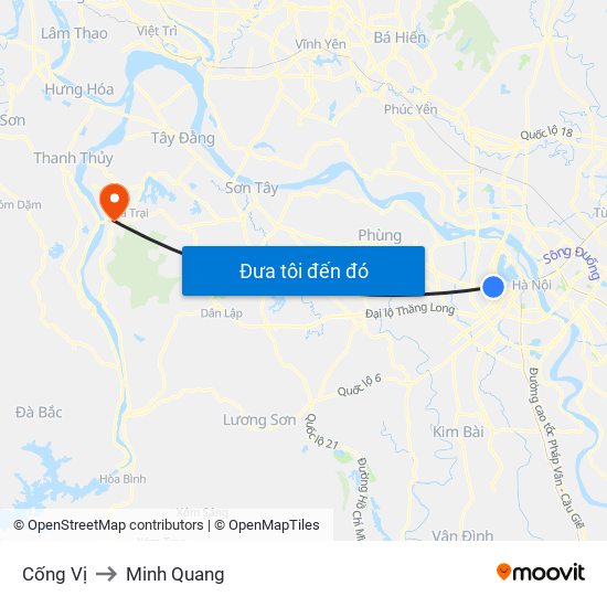 Cống Vị to Minh Quang map