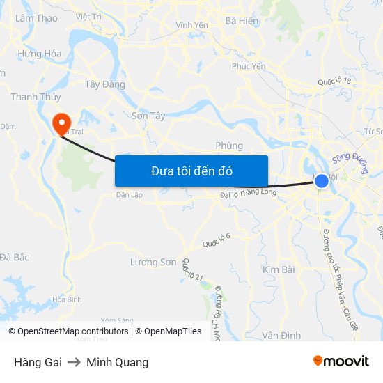 Hàng Gai to Minh Quang map