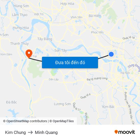 Kim Chung to Minh Quang map