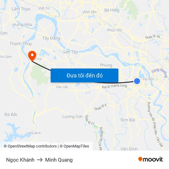 Ngọc Khánh to Minh Quang map
