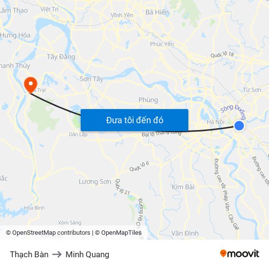 Thạch Bàn to Minh Quang map