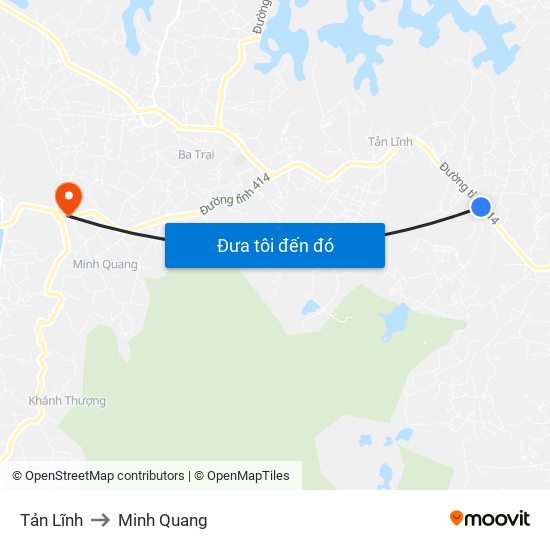 Tản Lĩnh to Minh Quang map
