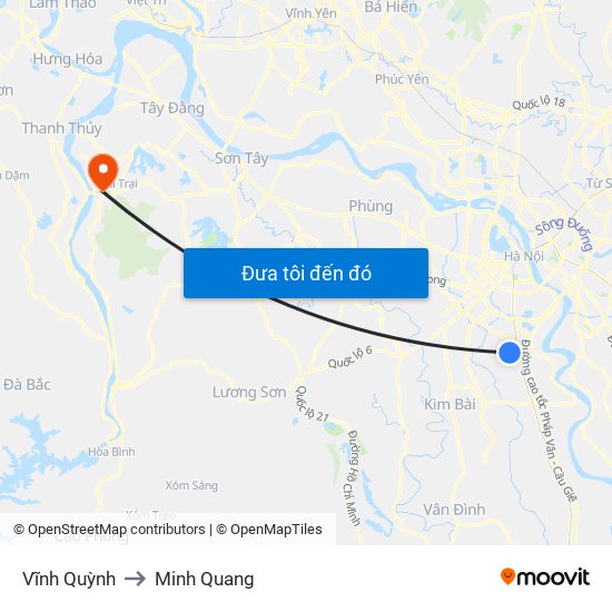 Vĩnh Quỳnh to Minh Quang map