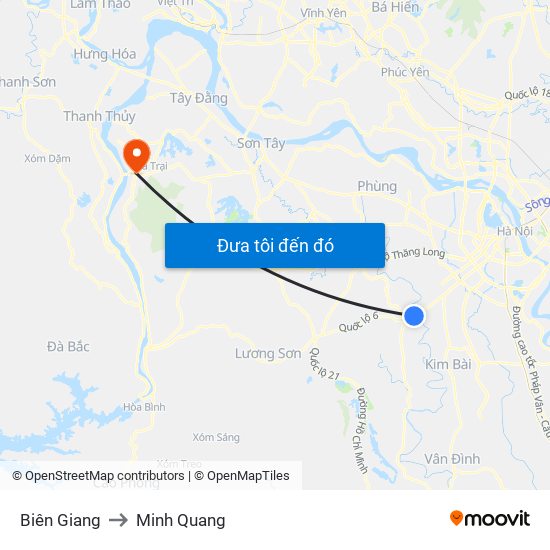 Biên Giang to Minh Quang map