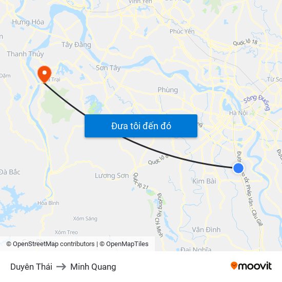 Duyên Thái to Minh Quang map