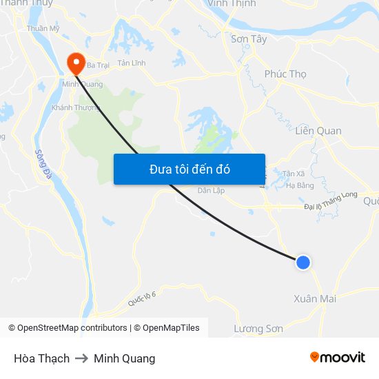 Hòa Thạch to Minh Quang map