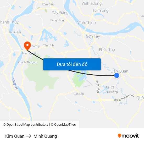 Kim Quan to Minh Quang map