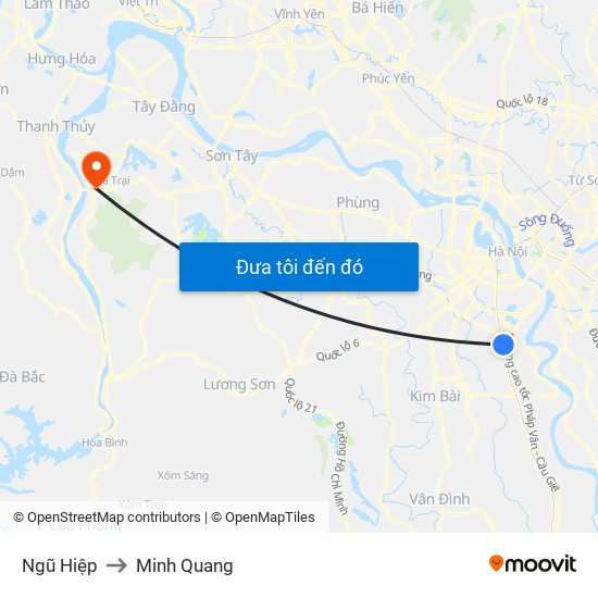 Ngũ Hiệp to Minh Quang map