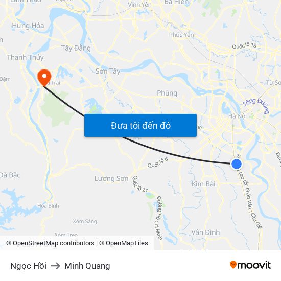 Ngọc Hồi to Minh Quang map