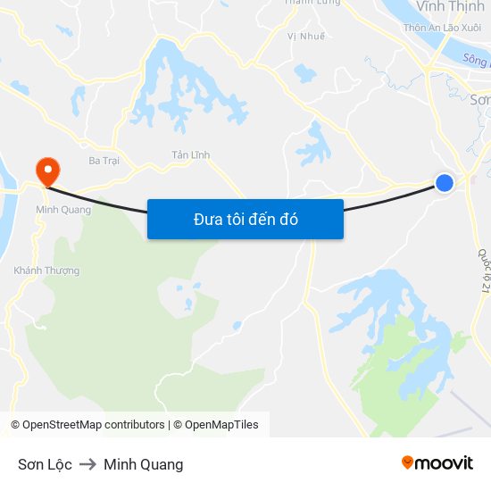 Sơn Lộc to Minh Quang map