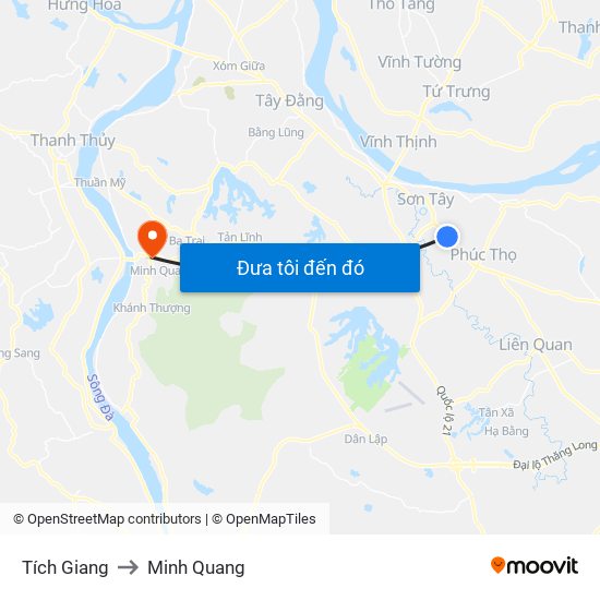 Tích Giang to Minh Quang map