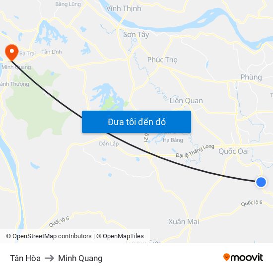 Tân Hòa to Minh Quang map