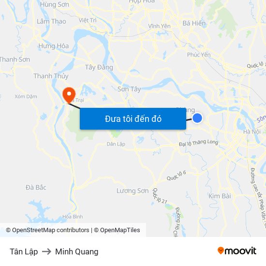 Tân Lập to Minh Quang map