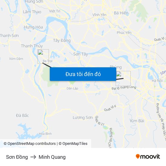 Sơn Đồng to Minh Quang map