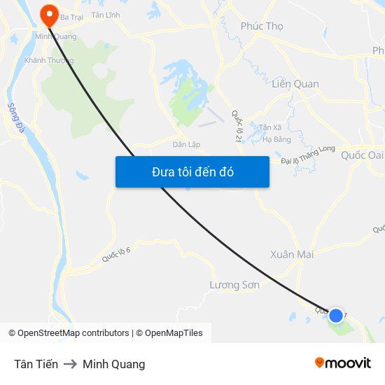 Tân Tiến to Minh Quang map