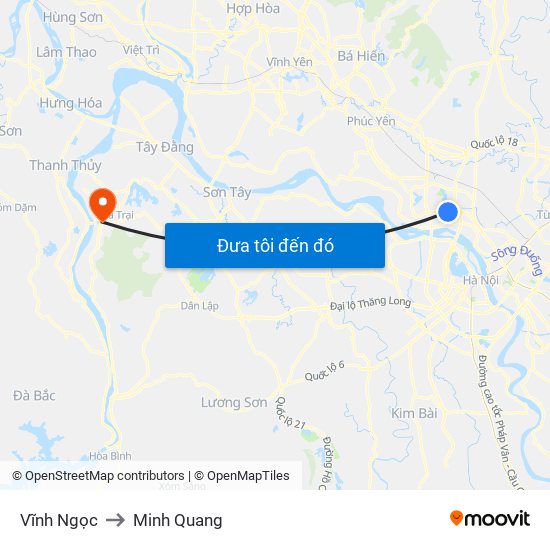 Vĩnh Ngọc to Minh Quang map