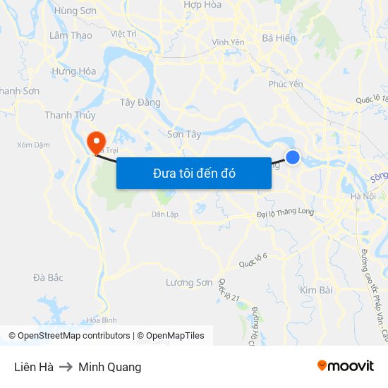 Liên Hà to Minh Quang map