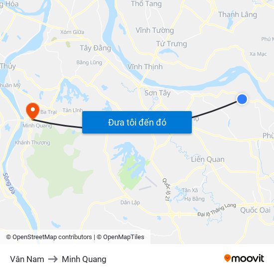 Vân Nam to Minh Quang map