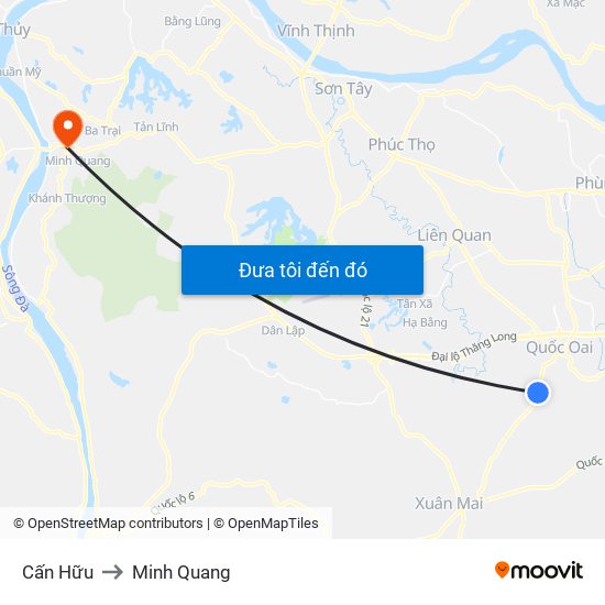 Cấn Hữu to Minh Quang map