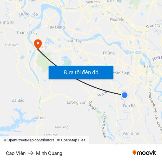 Cao Viên to Minh Quang map