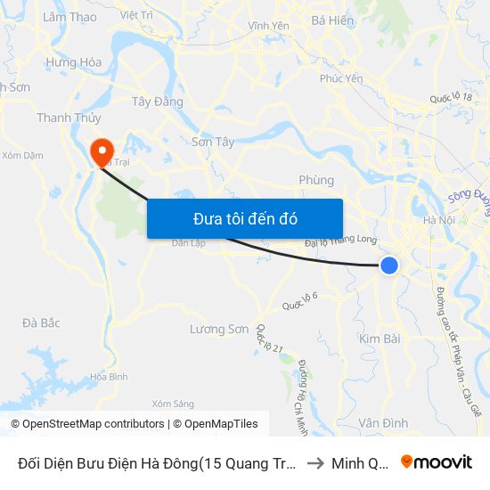 Đối Diện Bưu Điện Hà Đông(15 Quang Trung Hà Đông) to Minh Quang map