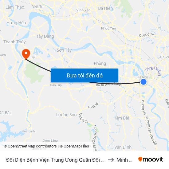Đối Diện Bệnh Viện Trung Ương Quân Đội 108 - Trần Hưng Đạo to Minh Quang map