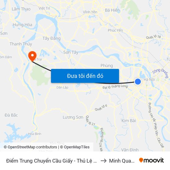 Điểm Trung Chuyển Cầu Giấy - Thủ Lệ 02 to Minh Quang map