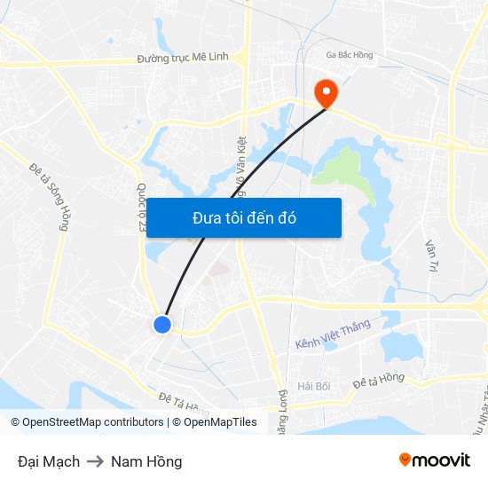 Đại Mạch to Nam Hồng map