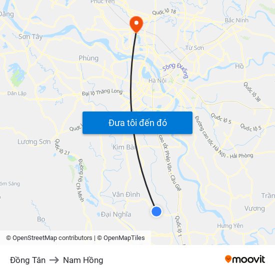 Đồng Tân to Nam Hồng map