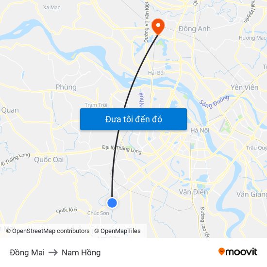 Đồng Mai to Nam Hồng map