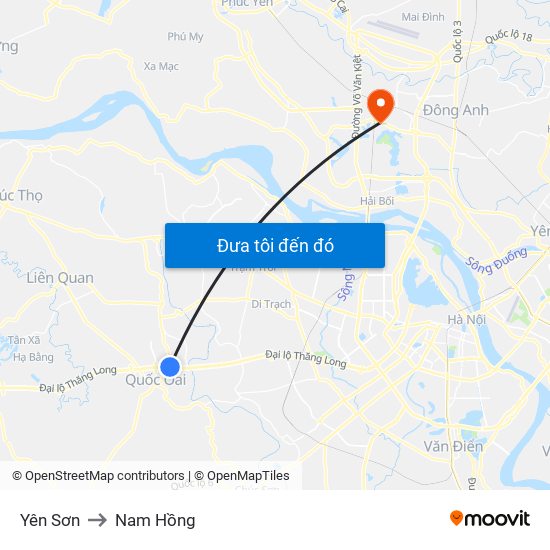 Yên Sơn to Nam Hồng map