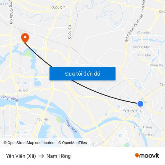 Yên Viên (Xã) to Nam Hồng map