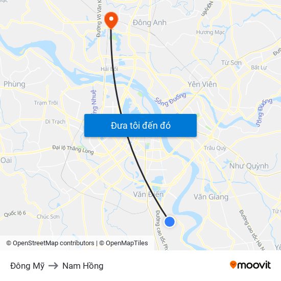 Đông Mỹ to Nam Hồng map