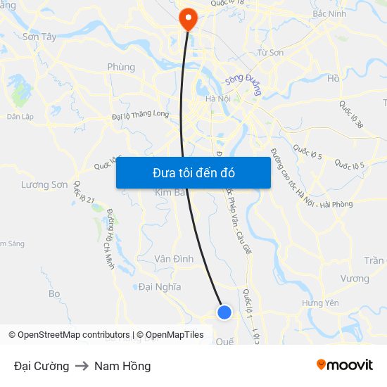 Đại Cường to Nam Hồng map