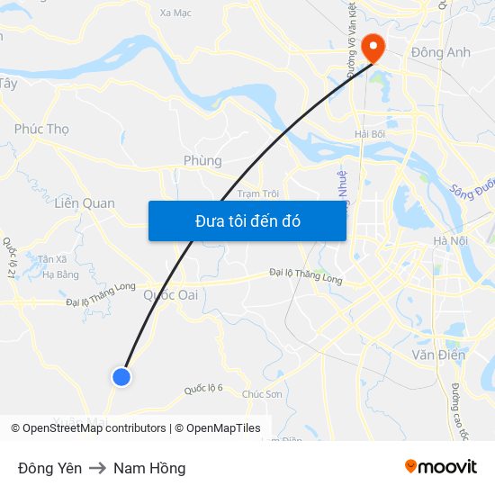 Đông Yên to Nam Hồng map