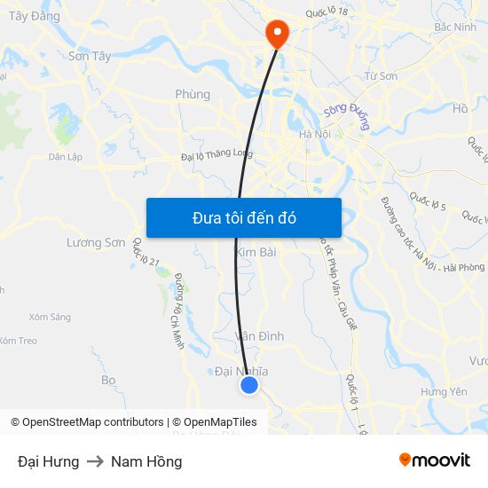 Đại Hưng to Nam Hồng map