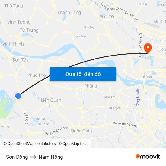 Sơn Đông to Nam Hồng map