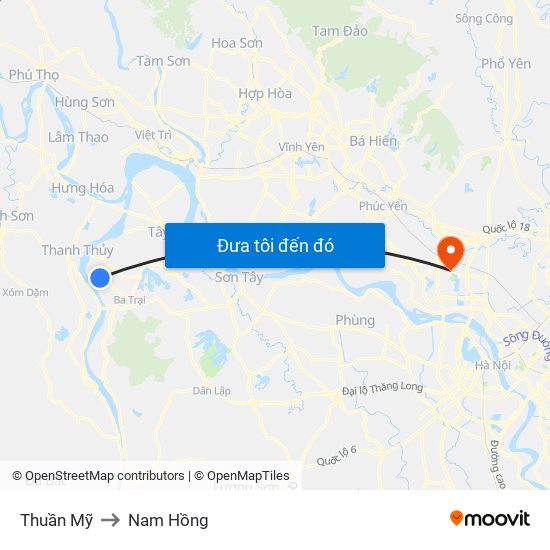 Thuần Mỹ to Nam Hồng map