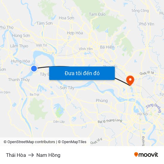 Thái Hòa to Nam Hồng map