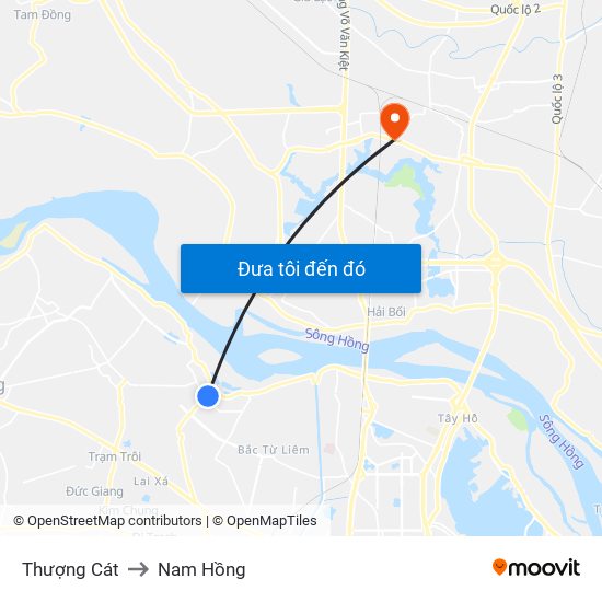 Thượng Cát to Nam Hồng map