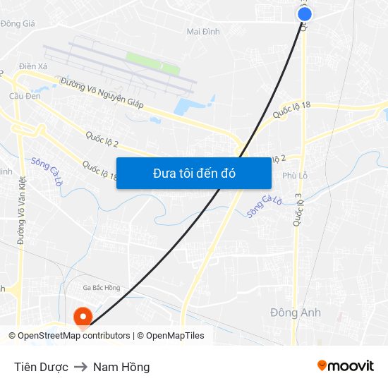 Tiên Dược to Nam Hồng map